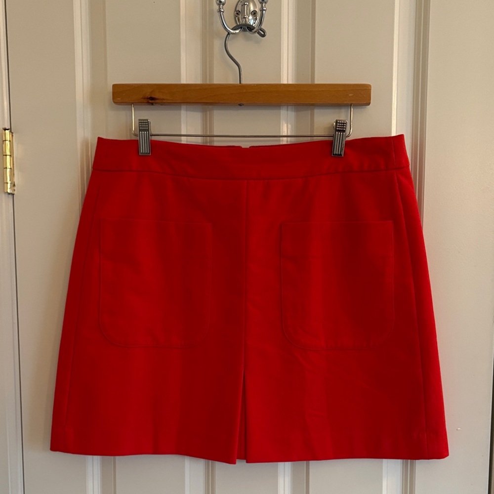 LOFT Red Skirt with Front Pleat and Front Pockets